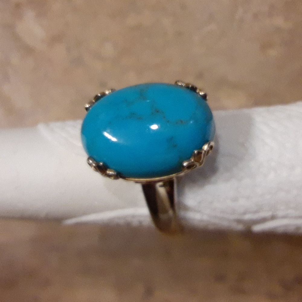 925 Genuine Turquoise, Gold over Sterling. FIRM. - Picture 6 of 16